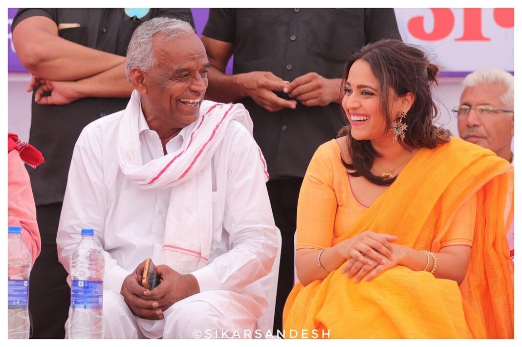 Swara Bhaskar Instagram - Amraram ji is one of the most inspiring candidates in this #loksabhaelections2019 A peasant leader & Vice President of the All India Kisan Sabha he has spent his life struggling and fighting to ensure that Farmer’s issues and causes are taken up by govt. In 2017, he led a successful agitation to ensure that loans of poor farmers upto Rs. 50,000 were waived off. Amraram ji has consistently raised the issue of irrigation, power supply, minimum support prices and loan waiver. His is a voice we NEED in Parliament.. He is standing on a CPI(M) ticket from Sikar, Rajasthan. Ardently hope he wins! #politics #amraram #rajasthan #kisaan pic credits: @sikarsandesh