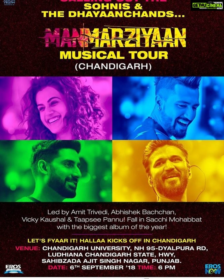 Taapsee Pannu Instagram - See u today Chandigarh ! Be there Coz it’s gonna be magic with @ameet_trivedi and his group of musicians and singers! #ManmarziyaanAlbumTour