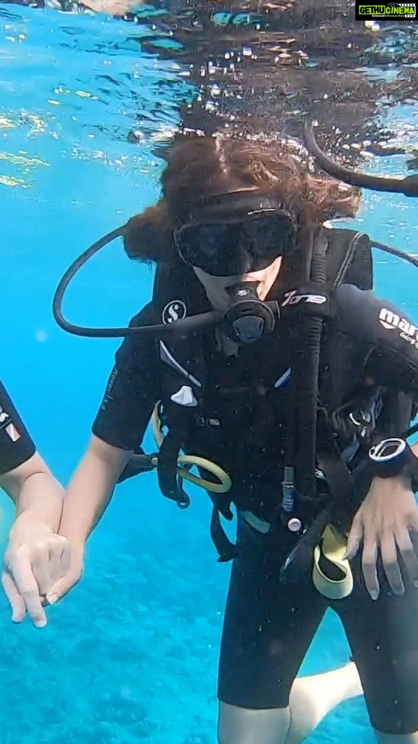Taapsee Pannu Instagram - The second dive of the trip and we got the best weather to see some of the best Corals ! P.S- kindly notice the actor in me who unconsciously face facing to the camera under water 😂 @tajmaldives @oceanmaldives #Holiday #Maldives #TajExotica #TapcTravels