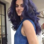 Taapsee Pannu Instagram - My hair experiments ! I have always been very experimental with my hair. Right from the twelfth standard when I secretly got my hair straightened thinking no one would notice 🙄🙈 to this stage a few years back when I got them coloured blue/purple coz well... black is overdone 🙈🙈🙈 this was fun for a FEW days but the colour maintenance gave me nightmares ! My partner in crime @kantamotwani is the one who gets my crazy ideas to life everytime ! Some patience we have 🤷🏻‍♀️ Statutory warning: please don’t try this at home.... or anywhere, if you can’t spend hours pampering your hair. #Throwback #Archive #QuarantinePost