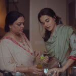 Taapsee Pannu Instagram - “Kaash aapne usko sikhaaya hota... that it’s not ok” Such joy to work with some actors who you have admired on screen for years. Tanvi Azmi ma’am plays Amrita’s Mother In Law and the first shot I gave for #Thappad was with her.
