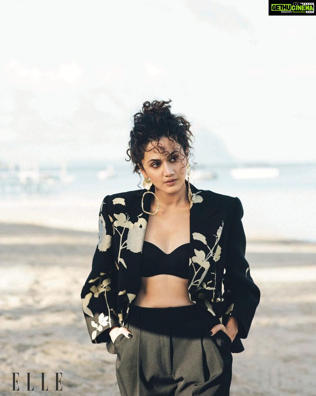 Taapsee Pannu Instagram - Viscose and wool blazer, wool pants, both @driesvannoten. Gold-plated brass earrings, @studio.metallurgy Editor-in-chief: @supriya.dravid Photographer: @thebadlydrawnboy / @feat.cast Stylist: @rahulvijay1988 Writer: @rajeevmasand Hair: @amitthakur_hair Makeup: @akgunmanisali / @inega.in Assisted By: @saaniya07 (STYLING), @ananya_panigrahi (INTERN) Hospitality Courtesy: @sofitelmauritiuslimperial Special thanks to Mauritius Tourism Promotion Authority @mtpaindia