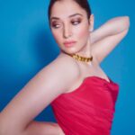 Tamannaah Instagram - There’s no such thing as too much colour. Styled by - @shaleenanathani Hair and makeup by - @florianhurel Outfit- @officialsaishashinde Necklace- @minerali_store Ring- @karishma.joolry Photo by - @kadamajay