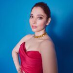 Tamannaah Instagram - There’s no such thing as too much colour. Styled by - @shaleenanathani Hair and makeup by - @florianhurel Outfit- @officialsaishashinde Necklace- @minerali_store Ring- @karishma.joolry Photo by - @kadamajay