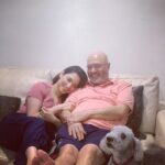 Tamannaah Instagram – Twinning with papa bear #monsoonsnuggles #homesweethome