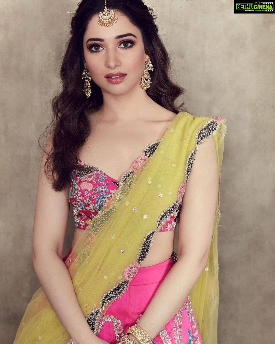 Tamannaah Instagram - Outfit - @aisharaoofficial Mang tikka - @aquamarine_jewellery Earrings and ring - @minerali_store Bangles - @raabtabyrahul @minerali_store Hair - @tinamukharjee Makeup -@divyachablani15 Styled by @sukritiandaakritiofficial Picture credit @kadamajay