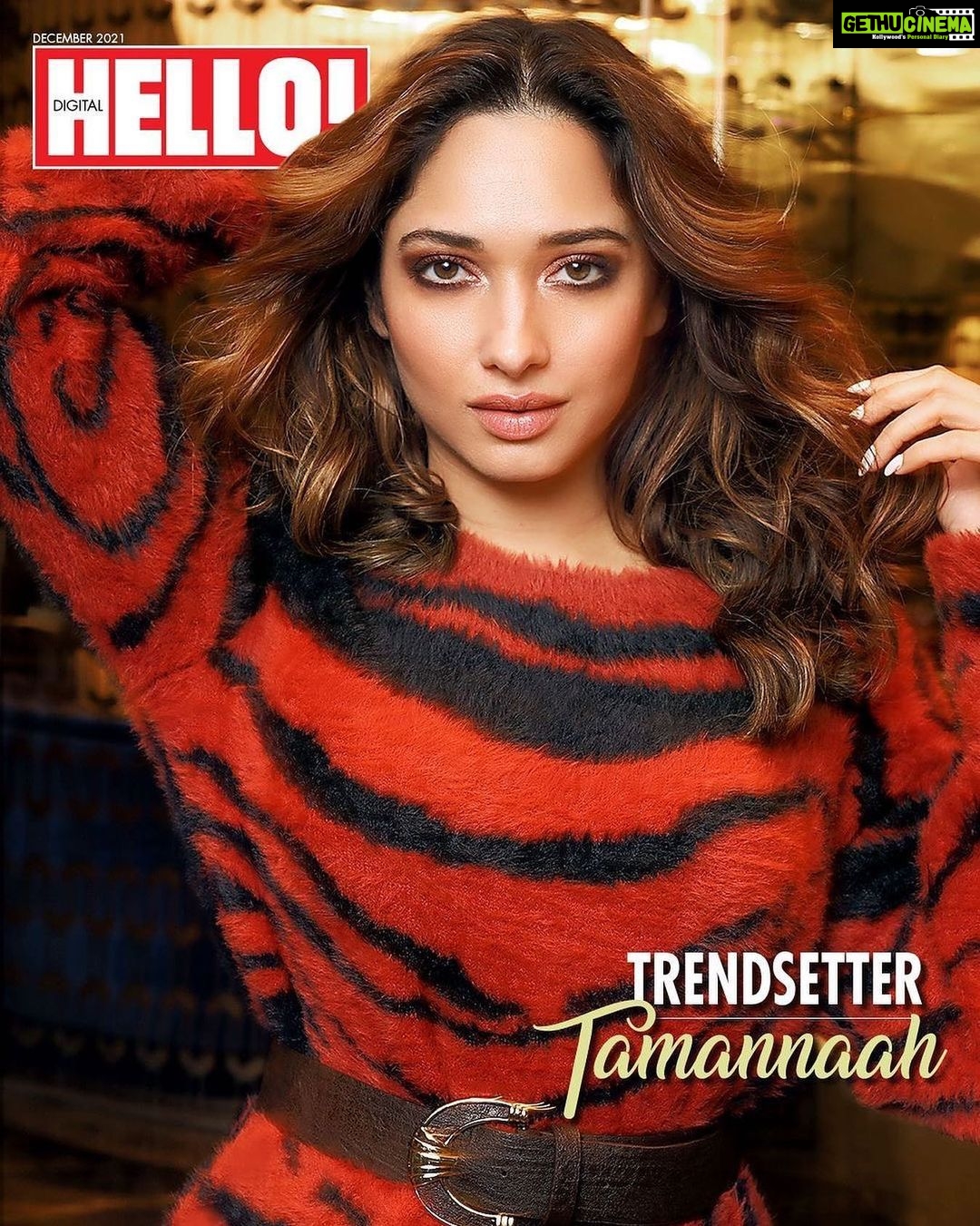Tamannaah Instagram - #repost @hellomagindia #HELLOCover: It's hard to take your eyes off our December Digital Cover Star, Tamannaah (@tamannaahspeaks)! . Tamannaah's style is experimental and chic. Here, dressed in an animal-print jacquard sweater from Vero Moda (@veromodaindia), #Tamannaah's piercing gaze captures your attention. . Editor: Ruchika Mehta @ruchikamehta05 Photos: Victoria Krundysheva @victoriakrundysheva Creative Director: Avantikka Kilachand @avantikkak Fashion Editor: Sonam Poladia @sonampoladia Assisted By: Anushree Sardesai @anushree_sardesai & Simran Bhargav @iamsimranbhargav Make-up and Hair: Florian Hurel @florianhurel Location Courtesy: Courtyard By Marriott Mumbai International Airport @courtyardmumbai Media director: Raindrop Media @media.raindrop