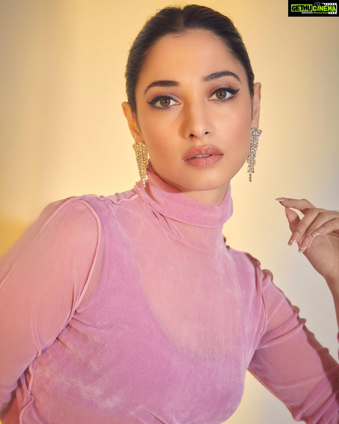 Tamannaah Instagram - Thank God for yoga ๐ค Styled by- @shaleenanathani Top- @helmutlang Pants- @jacquemus Heels- @altuzarra Earrings- @fancypantsofficial Makeup and hair @florianhurel ๐ธ @kadamajay #pink #yoga #pinkpinkpink