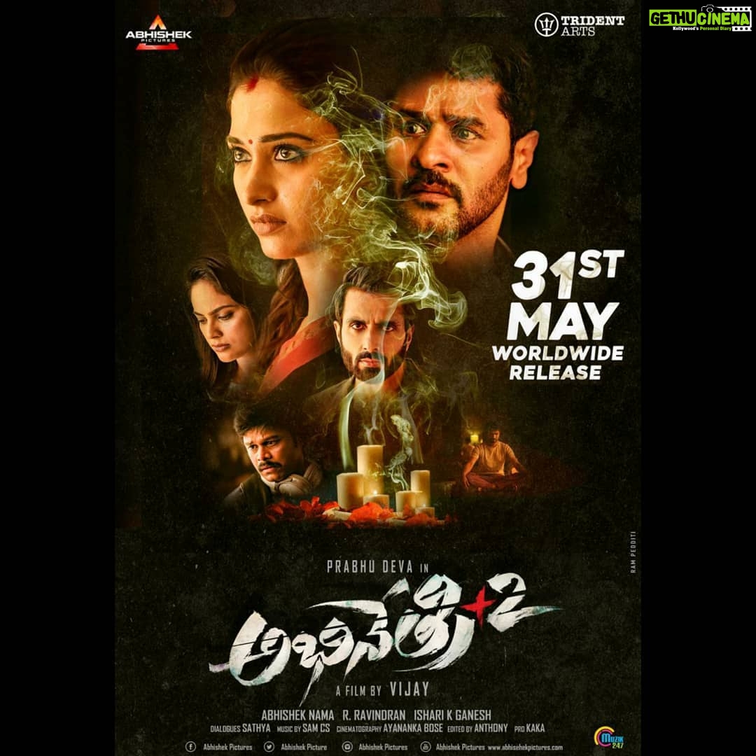 Tamannaah Instagram - Mark the date in your calendars 🤩 #Abhinetri2 Directed by Vijay. Produced by Abhishek Nama & R Ravindran. Grand Release on May 31, 2019. #Abhinetri2onMay31st @prabhudheva @nanditaswethaa @samcsmusic #AbhishekPictures #DoP_Bose #DirectorVijay