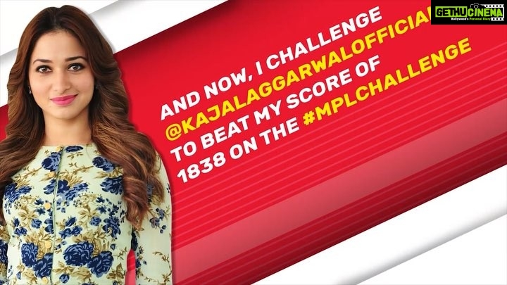 Tamannaah Instagram - So I got challenged to play on MPL by @irjbalaji On the MPL app you can play games and win real money! So Download the MPL App now to beat my score and win big! @kajalaggarwalofficial let’s see what you’ve got :P #MPLChallenge #MPL @plaympl