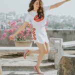 Tamannaah Instagram - A strong woman looks a challenge in the eye and gives it a wink 😉 - Gina Carey. #no1yaariwithrana #nextentipromotions @nextentithefilm Outfit : @roseroomcouture Shoes : @charleskeithofficial Styled by @sanjanabatra Hair @tinamukharjee Makeup @billymanik81 @otb_makeup Photo credit @eshaangirri Hyderabad