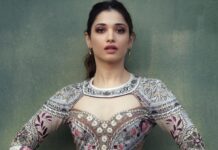 Tamannaah Instagram - 🌸🌸🌸 Outfit - @rockystarofficial @vandafashionagency Earrings - @diosaparis Styled by - @sukritigrover Assisted by- @vasudhaguptaa @vanigupta.23 Hair by - @themadhurinakhale Makeup by - @mua_aanchalkhanna Photographer - @raj_nagada @masterchef_telugu_official #mastercheftelugu #diaryofafoodie #foodiesofinstagram
