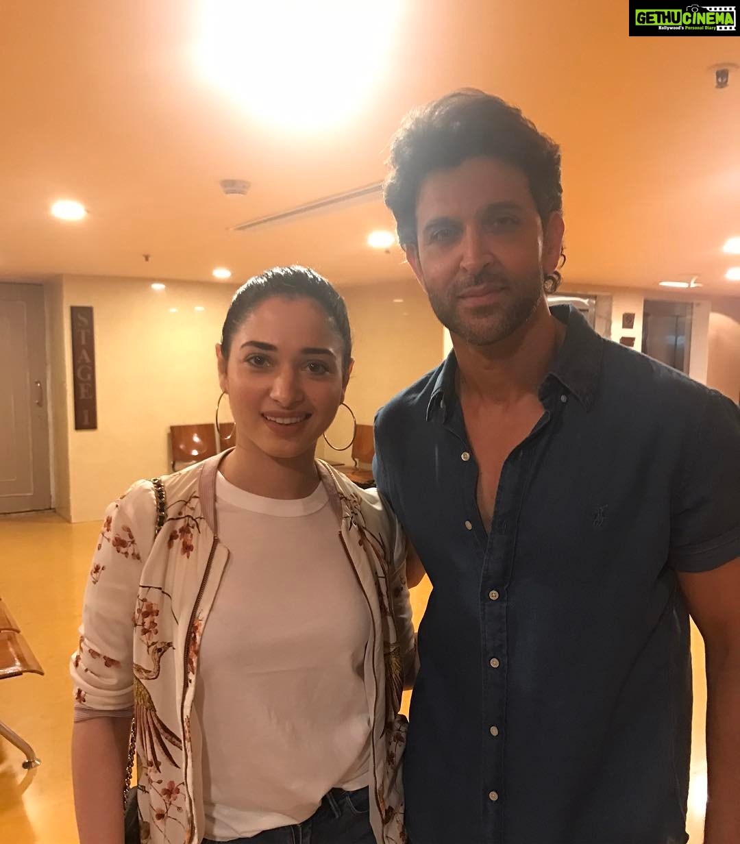 Tamannaah Instagram - An actor that I have looked upto since the very beginning of my career , the sincerity and dedication that he has , has always inspired me . Secretly hoped to meet my favourite hero someday , today I feel super lucky that I did after all these years . You are so humble @hrithikroshan , I think I have never been so nervous taking a photo , but I was just so excited ๐๐๐thank you for this wonderful memory