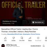 Tovino Thomas Instagram – Naaradhan official trailer coming out at 
5 pm IST !!