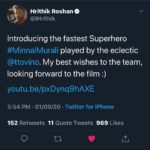 Tovino Thomas Instagram - And that’s India’s iconic superhero KRRISH wishing the new entrant Minnal Murali to the superhero arena ! Thank you sir ❤️⚡️⚡️💪🏼 @hrithikroshan ❤️