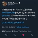 Tovino Thomas Instagram – And that’s India’s iconic superhero KRRISH wishing the new entrant Minnal Murali to the superhero arena ! Thank you sir ❤️⚡️⚡️💪🏼 @hrithikroshan ❤️