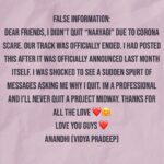 Vidhya Instagram - False Information Alert!