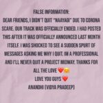 Vidhya Instagram – False Information Alert!