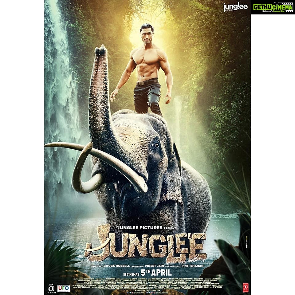 Vidyut Jammwal Instagram - I'm so thrilled to share the poster of our action packed adventure, our tale of genuine friendship... Bhola and I invite you to be #Junglee @iampoojasawant @asha.bhat @JungleeMovie @jungleepictures #IAmEnough #kalaripayattu