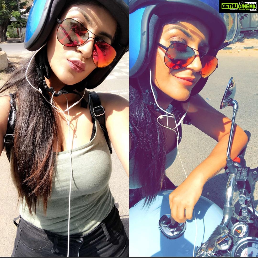 Yaashika Aanand Instagram - After so long ride on my baby 💞❤️ #royalenfield #loveridingmybike #yashikaaannand