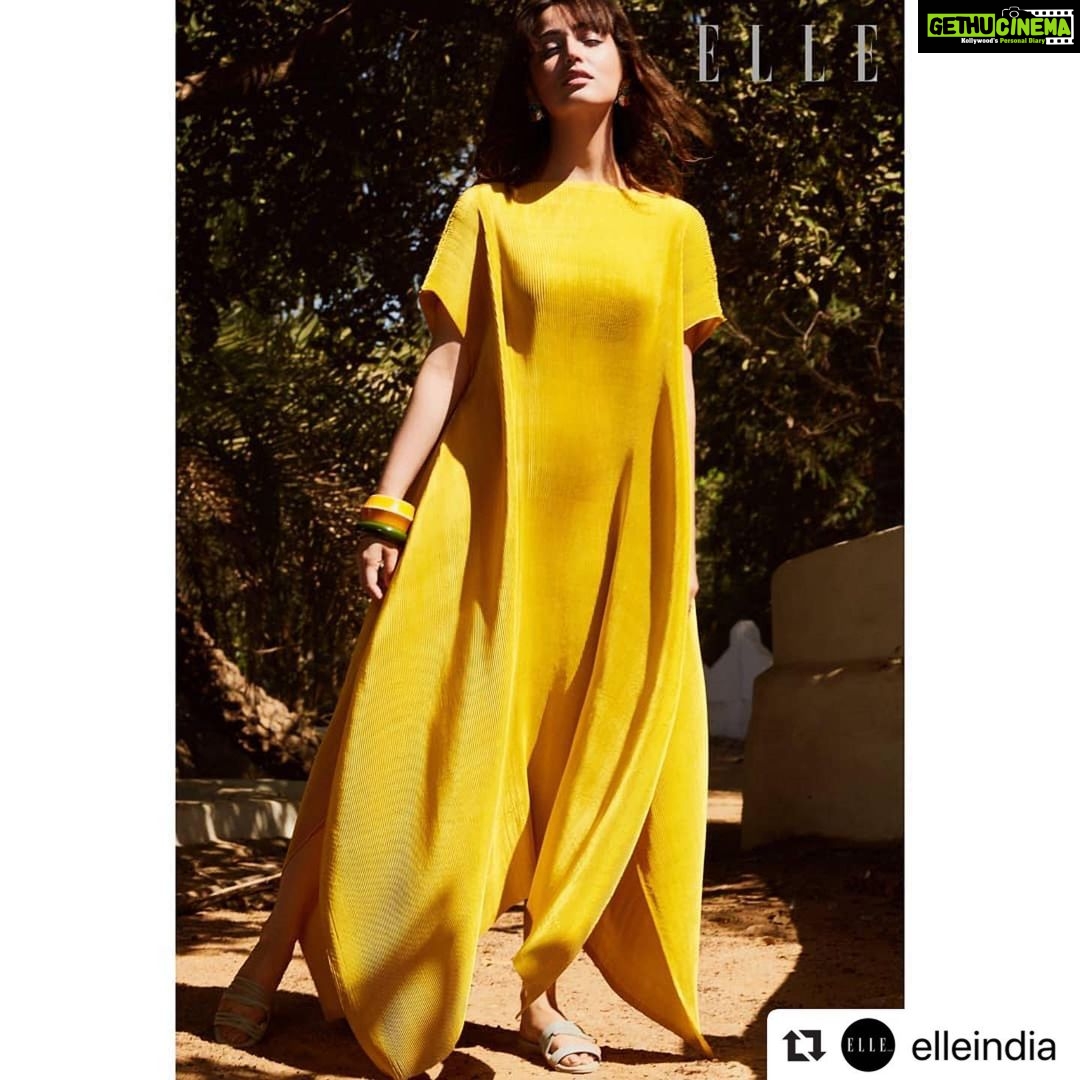 Yami Gautam Instagram - #Repost @elleindia with @make_repost ・・・ “The most important introspection for me during this lockdown has been once again acknowledging the fact that we as humans just need family, food, shelter and clothes. That’s it. Everything else is secondary. I’m anyway somebody who’s very close to my family. I might not have a lot of friends around, but whoever is part of my life and means something to me, I value them. I value some very basic things in life and I have gratitude for them. This was just reassurance for that,” says our August digital cover star @yamigautam in our Kindness Issue. . Link in bio for more. . On @yamigautam: Satin kurta dress @payalkhandwala via @ogaanindia’s online store. Sterling silver earrings @bhavyarameshjewelry. Yellow lacquered wooden bangles, green lacquered wooden bangles; Both @lai_designs. Leather flats @burloeshoes. . Photographer: @sushantchhabria / @inega.in Styling: @divyakdsouza/ @inega.in Art direction: @prashish_moore Words: @kavereeb Hair: @mikedesir/ @animacreatives Make-up: @akgunmanisali / @inega.in Production: @p.productions_ Assisted by: @khushi46 (styling), @thismichellelobo (intern) . #ELLEAugust #YamiGautam #Bollywood #Celebrity