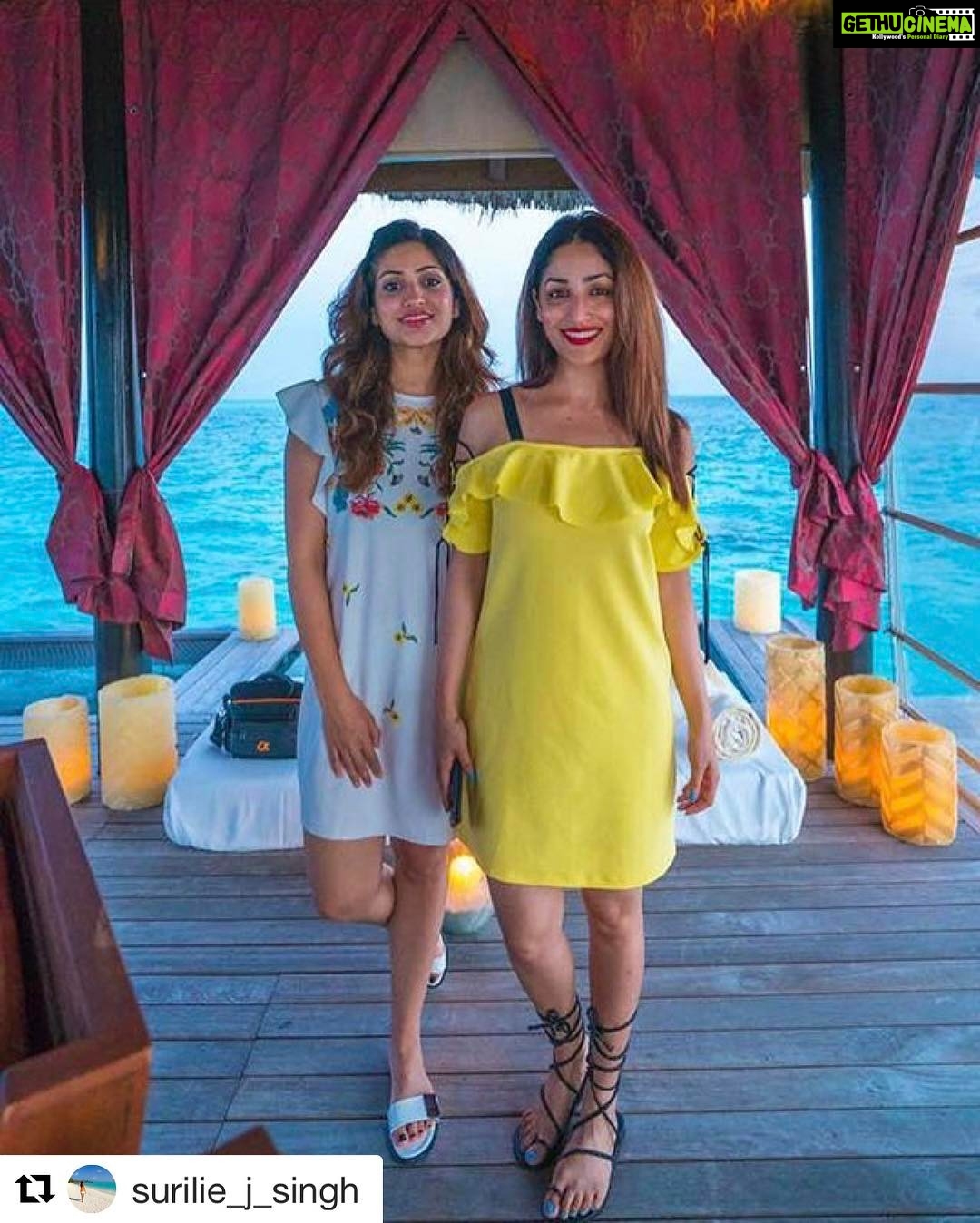 Yami Gautam Instagram - 💝 #Repost @surilie_j_singh with @repostapp ・・・ #SisterSwag #maldivesdiaries #love #happiness #poseralert ❤️💃🏻👭 @yamigautam
