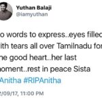 Yuthan Balaji Instagram - #RIPAnitha 😢💔😭