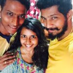 Yuthan Balaji Instagram – Meeting my sweet hearts @varadha_dance & @ramya_kalathil after a long time 😘❤️ #YuthanBalaji