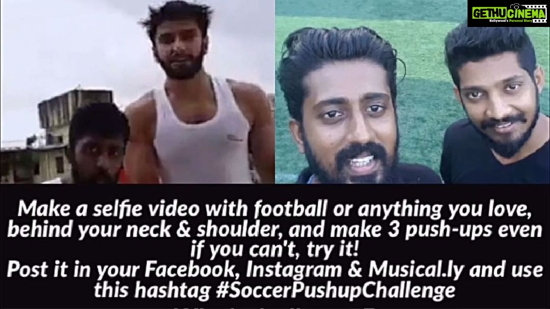 Yuthan Balaji Instagram - Part 3 #SoccerPushupChallenge All you need to do is place an object (preferably any ball) and do 3 #pushups without the object falling off your neck. Upload your video to Facebook, Twitter, Instagram and Musically using the hashtag #soccerpushupchallenge And tag your friend who you challenge to do this #challenge. Here are our popular stars who joined with us @thegirlbeforeamirror @nancy_antoni @sheba_pannerselvam @zander_official_ @parth_natali @nive_ditha_ Come on guys love yourself by breaking your laziness with #confidence and laughs and #motivate others..Lets go! Initiated by @prsoccerart #YuthanBalaji #RanveerSingh #PradeepRamesh