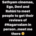 Yuthan Balaji Instagram - Today I'm visiting Sathyam cinemas, Ega, Devi and Rohini to meet people to get their reviews of #Nagarvalam in person..meet me there 😊 #YuthanBalaji