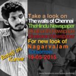 Yuthan Balaji Instagram - #Nagarvalam new look on walls of chennai n newspapers the Hindu, Dinakaran n Dinathanthi tomorrow 19-05-2015 #Balaji happy 😊