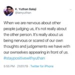 Yuthan Balaji Instagram - When someone say “please don’t judge me,” there is already a judgment that was placed by their own selves. 😢 Though, they tend to push those thoughts away so when they hear it out loud and being spoken by another, there might be a tendency to blame the other person because the other person has shown light to what they don’t want to hear or face. The key is to ask yourself questions and investigate where those “judgement” started. What situation in the past may have caused you to fear certain thoughts/judgements? ❤️ When you’re able to process and heal that situation, the fear of being judged will naturally disappear. #staypositivewithyuthan • • • #positivity #positivevibes #positivequotes #quotes #quoteoftheday #motivationalquotes #bepositive #motivated #motivation #positive #motivator #scorpio #spirituality #awakening Yuthan Balaji