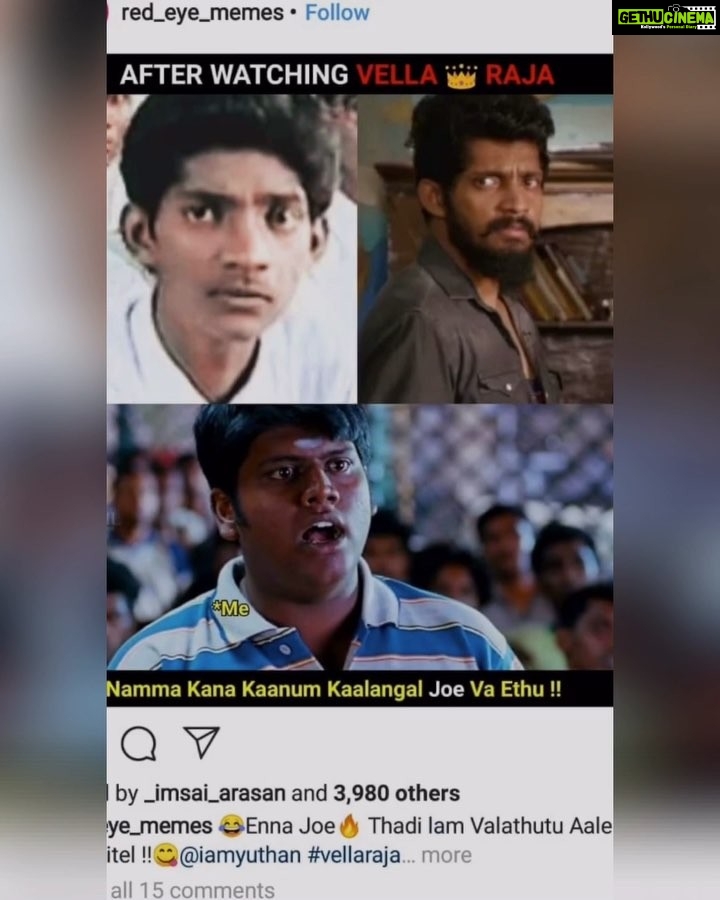 Yuthan Balaji Instagram - 😍😍 I love this fan made video 🙈😂❤️😘 @red_eye_memes good one 😂👌🏻❤️ #kYuthanBalaji #VellaRaja #YuthanBalaji #Yuthan