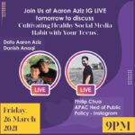 Aaron Aziz Instagram – Assalamualaikum semua! Jom join @danishanaqiaaron me and @philipchua Topic is Healthy Social Media Habits! Let’s see what my son has to say tomorrow! InshaAllah 9pm tomorrow #RealTalk 
#InstagramParentsGuide 
#PanduanIbuBapaInstagram