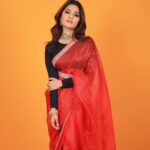 Aathmika Instagram - Cherry 💣 Saree: @prisej_store Jewellery: @konikajewellery Styled by: @nikhitaniranjan Hmu: @reeths_artistry @lakshmi_hairstylist Clicked: @varuun.jpp