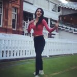 Aditi Arya Instagram - Getting kicks out of living in the moment. Momentarily clicked by @sheryl_bennett99 . . #83 #83thefilm #bts #work #play #dance #spin #kick #actor Lords Cricket Stadium