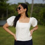 Ahana Kumar Instagram - yesterday was funny and sunny That adorable white top I’m wearing is from @wearshush , my favourite brand 😘🤍😘🤍 Images shot by my darling @meenakshinairsuresh 😘😘