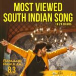 Allu Arjun Instagram - MOST VIEWED SOUTH INDIAN SONG in a 24hrs . Wow ! This is the best Diwali gift ever . Thank you all sooo much for all the Love . #alavaikunthapurramuloo #ramulooramulaa