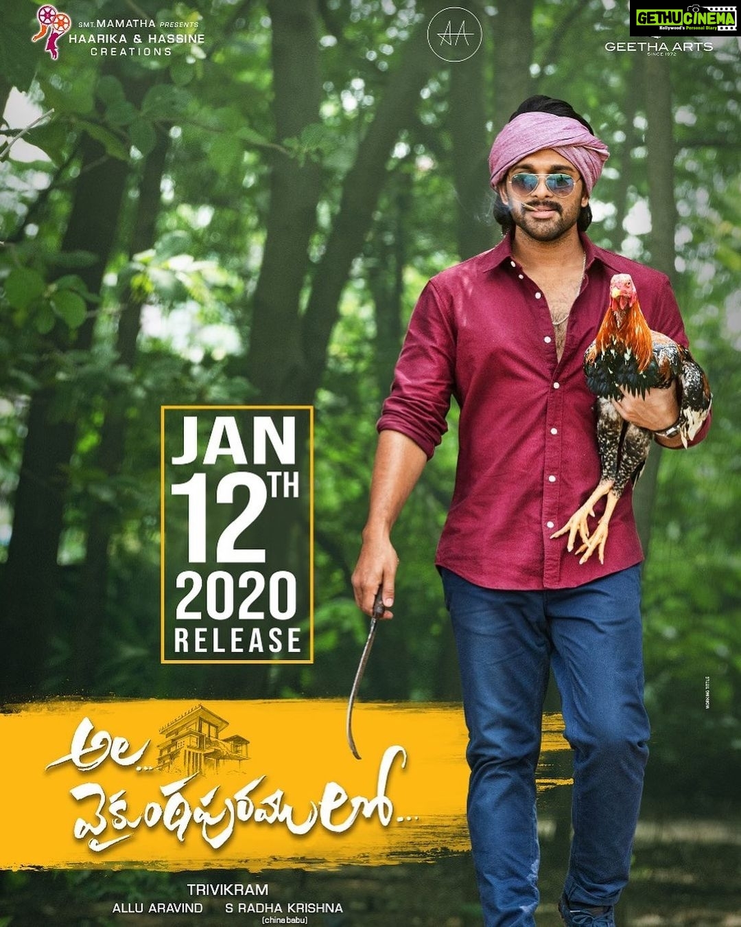 Allu Arjun Instagram - AlaVaikunthapurramuloo releasing this Sankranthi on Jan 12th 2020 ! #AlaVaikunthapurramuloo