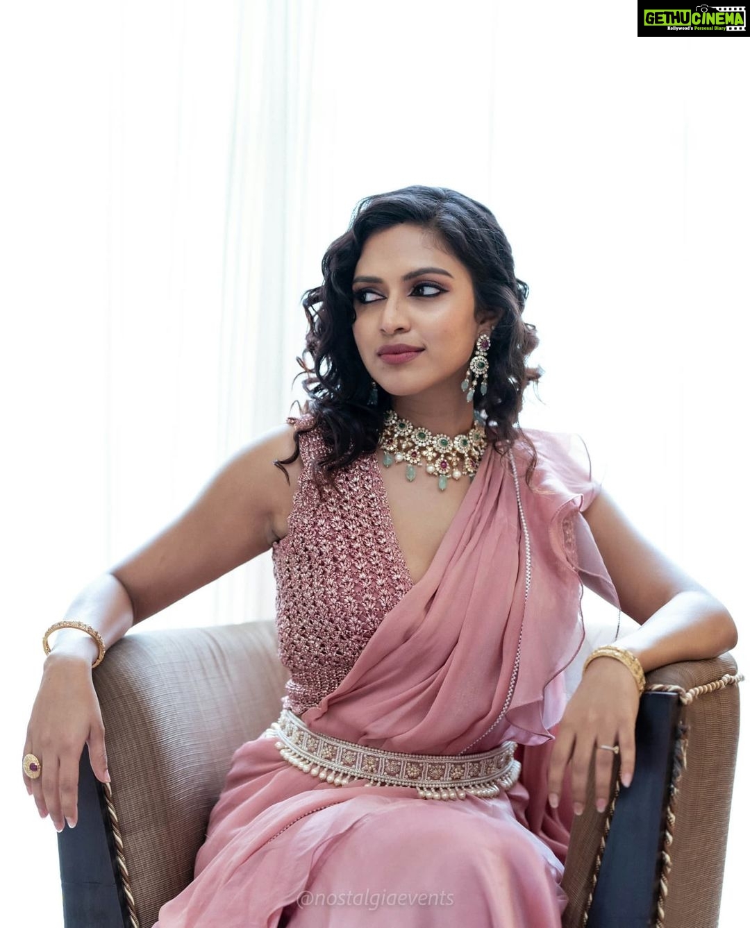 Amala Paul Instagram - Champagne soaked dreams 🥂 Outfit: @nikita.vishakha Styled by: @pallakhshah Assisted by: @himanyasingh MUA: @makeupandhairbysagallya Photography: @nostalgiaevents.in #poser #ootd #pink #blushes #goodvibesonly #playingdressup #alldayeveryday
