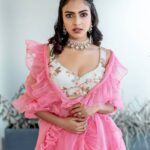 Amala Paul Instagram – ▪️▫️

I can’t stop crushing over this gorgeous ruffle lehengha. Perfect lehengha for the wild feminine to rock her best friend’s engagement.
 @rachel_maaney 💍 @rubenbijy 💞💃🏼🌸

Two thumbs up to my very talented buddy @chaitanyarao_official for creating such stunning designs and reinventing the vibe. 💗💗

📷 ~ @ajishpremphotography
Outfit ~ @chaitanyarao_official
Styling ~ @asaniya_nazrin
Mua ~@__ektha_bridesofficial
Jewellery ~ @sangeetha916gold
.
.
.
✨