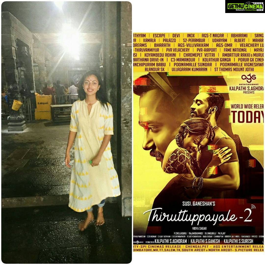 Amala Paul Instagram - You have the right to work, but never to the fruit of work. You should never engage in action for the sake of reward, nor should you long for inaction. Perform work in this world, Amala,as a woman established within herself. Without selfish attachments and alike in success and defeat. -Shri Krishna . #Thiruttuppayale2 #Dongodochadu #MovieRelease #Bhagvadgita #TempleVisit
