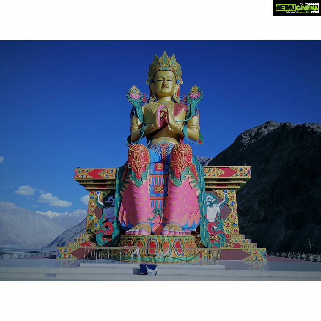 Amala Paul Instagram - Buddha was asked, "what have you gained from meditation?" He replied , "Nothing! However, Buddha said, let me tell you what I lost; Anger, Anxiety, Depression, Insecurity, Fear of Old Age and Death." "Diskit Monastery also known as Deskit Gompa or Diskit Gompa is the oldest and largest Buddhist monastery (gompa) in the Nubra Valley of Ladakh, northern India." #ladakhdiaries #NubraValley #Himalayas #Peace #Blue