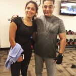 Amala Paul Instagram – 👆🏼👆🏼👆🏼Not just a regular day!!! Super starry vibes felt at the gym today. Super more motivated seeing the amazing #kamalhaasan sir! 
#legend #inspirational #respect #gymlife 
Thanks @aksharaa.haasan for the pic 😘
