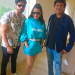 Ameesha Patel Instagram – Dubbing time with my director Aakash and co star Jatin 💙💙