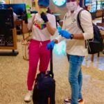 Ameesha Patel Instagram – Travel mode .. Work mode .. Airport diaries .. mask ✅…sanitiser✅…gloves✅…. the COVID ammunition ✅.. staying safe 🌺😀💕