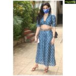 Amyra Dastur Instagram - Feeling blue 😉 . . . Outfit - @springdiariesstore Mask - @ishikasippy . . . #ootd #casualchic #newnormal #casualstyle #blue #shootlife Black Frames Studios