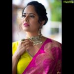 Anasuya Bharadwaj Instagram - Sometimes all you need is a splash of colour 🌈 Saree @kalamandirfashions Blouse @r.for.rupamani Jewellery @vegasri_goldanddiamonds Look designed & Styled by @rishi_chowdary