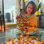 Anasuya Bharadwaj Instagram - Diwali 🪔2021 !! Wishing you a Bright and a Safe Diwali 🪔 from mine to yours!! 💫❤️🧿🙏🏻