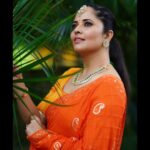 Anasuya Bharadwaj Instagram - For #Jabardast #tonyt #NavrathriSpl Outfit & Styling @gaurinaidu 🧡 Jewels by @lorifinejewellery 💖 PC: @valmikiramuphotography 😊